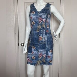Floral Denim Sleeveless Dress